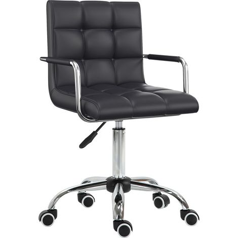 Chaise de bureau fauteuil manager pivotant hauteur réglable revêtement synthétique capitonné noir (1/5)