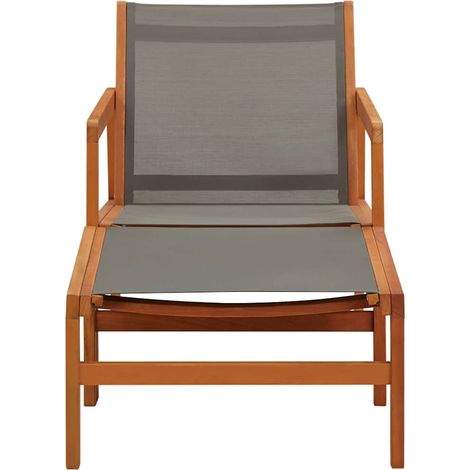 Maison Exclusive - Chaise de jardin et repose-pied Gris Eucalyptus et textilène (1/5)