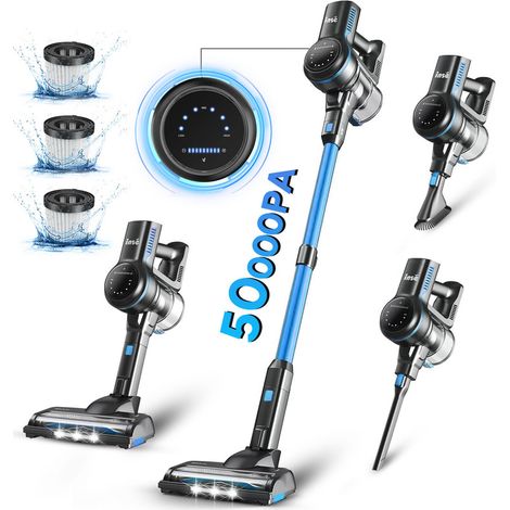 Akku-Staubsauger INSE S7P, blau, leichter Handstaubsauger 6-in-1, 50 kPa. Batterielaufzeit: 55 Minuten, 65 dB, 265 Watt, Wassertank 1 Liter.