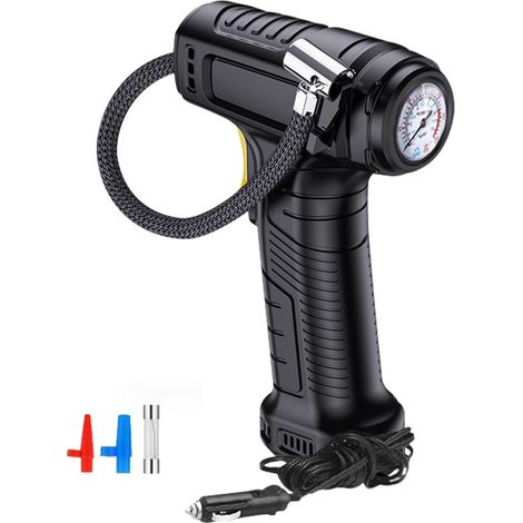 Gonfleur de pneus portable, compresseur d'air, pompe pour pneus de voiture, pompe à air manuelle, gonfleur de pneus avec manomètre (1/5)