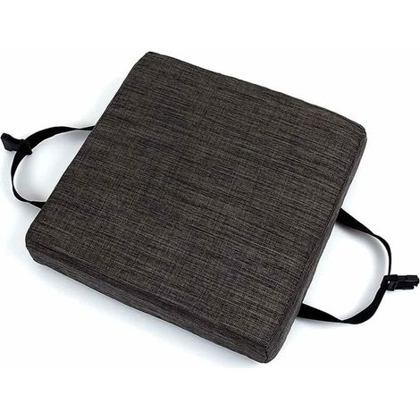 Coussin Chaise - 30 x 30 x 5 cm - Antidérapant avec Boucle de Fixation - Lavable en Machine - Pour Chaise de Cuisine Bureau Jardin Intérieur Extérieur - Gris Foncé