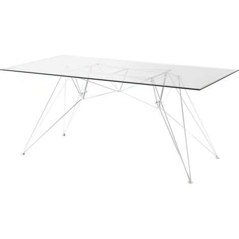 Mesa de metal cromado con cristal transparente cm. Al.75 x L.180 x P.90 (1/5)