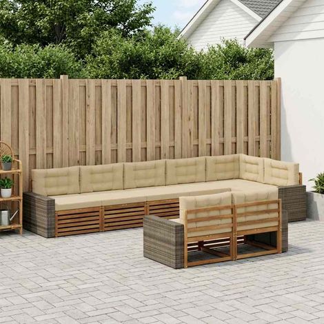 vidaXL Outdoor-Sofagarnitur mit Kissen 8 pcs Natur und Beige (1/5)
