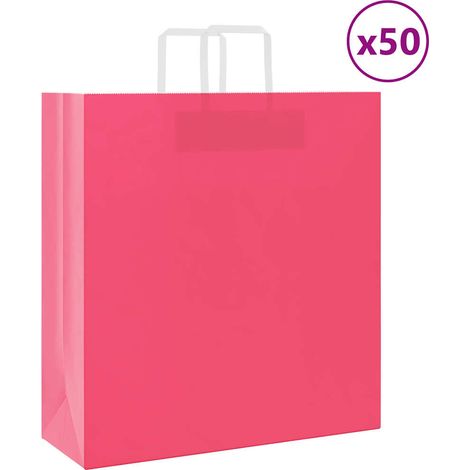 Bolsas de papel con asas 50 uds rosa 45x17x48 cm vidaXL