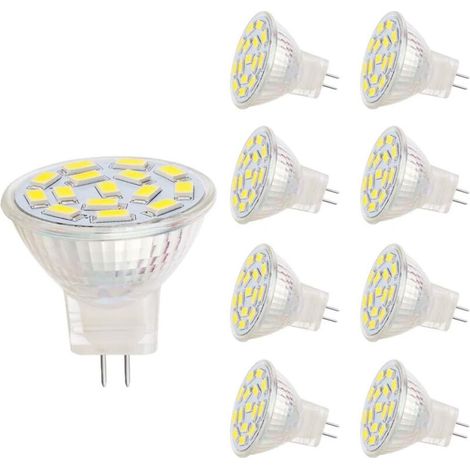 Lampade LED MR11, attacco GU4.0, 3 W, compatibili con lampade alogene da 20–30 W, 12 V AC/DC, 350 lm, faretto 120°, illuminazione a binario, bianco (6000 K, 8 pezzi) [Classe energetica A+]
