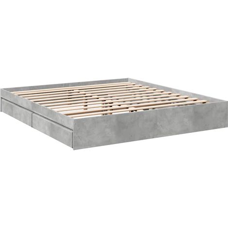 Cama con cajones madera ingeniería gris hormigón 180x200 cm vidaXL