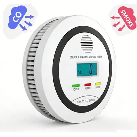 BOMCLAP 1 Detector de humo y monóxido de carbono 2 en 1 - Alarma combinada inalámbrica con pantalla LCD, sensor dual (humo + CO) (1/5)