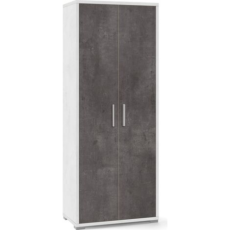 Armadio 2 Ante 71x182x41 cm Ossido Bianco/Ossido Nero (1/3)