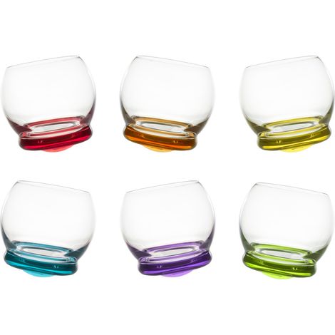 Table Passion - Coffret de 6 verres mini Culbuto 6 cl avec fonds colorés assortis