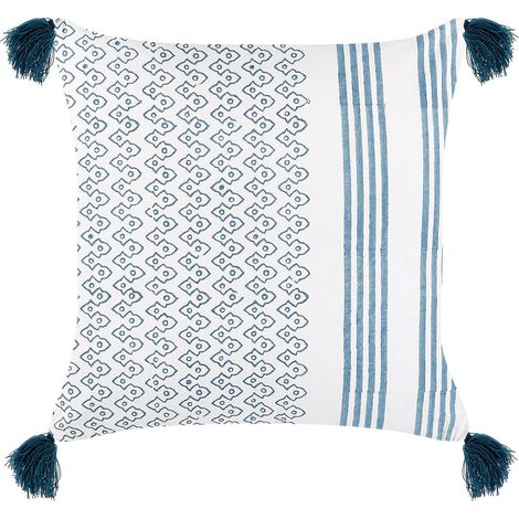 Dekokissen TILIA Baumwolle 45 x 45 cm Blau Geometrisches Muster