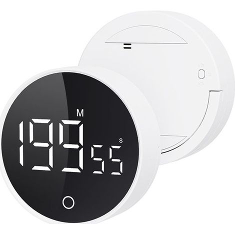 Minuteur Cuisine - Minuteur Numérique - Compte à Rebours - Rechargeable - 7 8 Cm - Blanc (1/5)