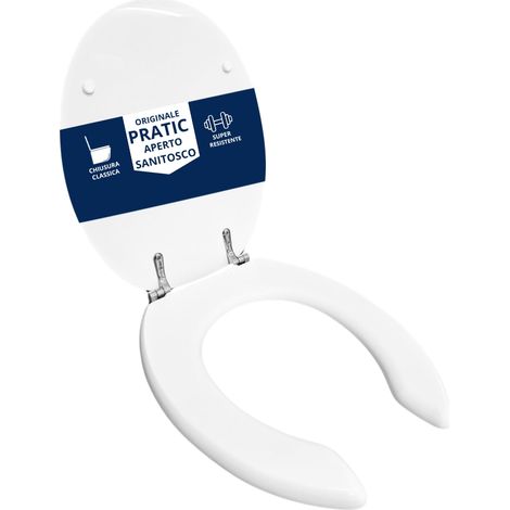 Copriwater Disabili Originale Pratic Aperto Sanitosco legno rivestito in resina poliestere bianco (1/4)