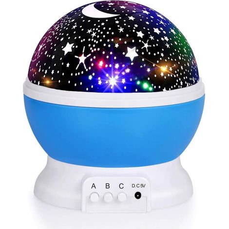 Veilleuse pour enfants, projecteur d'étoiles, avec câble USB à changement de couleur, cadeau romantique pour adultes et enfants, bleu