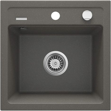 Lavello cucina in granito con 1 vasca 44x44 cm antracite metalizzato - Zeno