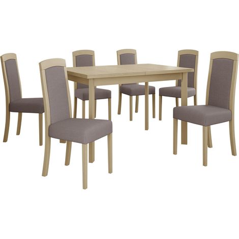 Conjunto de mesas y sillas para comedor Victorville 351, Roble Sonoma, 78x80x120cm, Diámetro: 0, Número de asientos: 6, Estilo: Contemporary