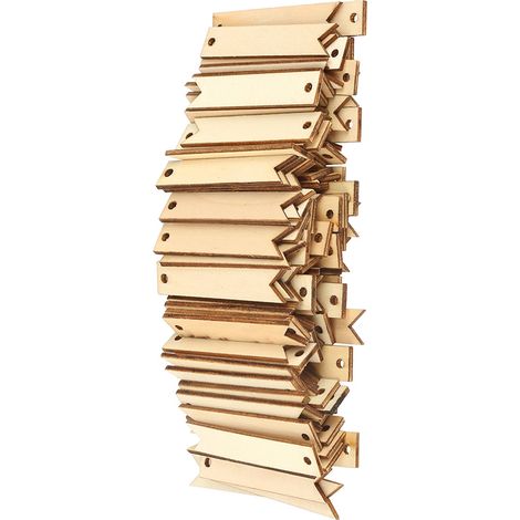 100 étiquettes en bois de couleur naturelle, idéales pour des projets de bricolage tels que la décoration murale, les mariages, les fêtes et la décoration de chambres. (1/5)