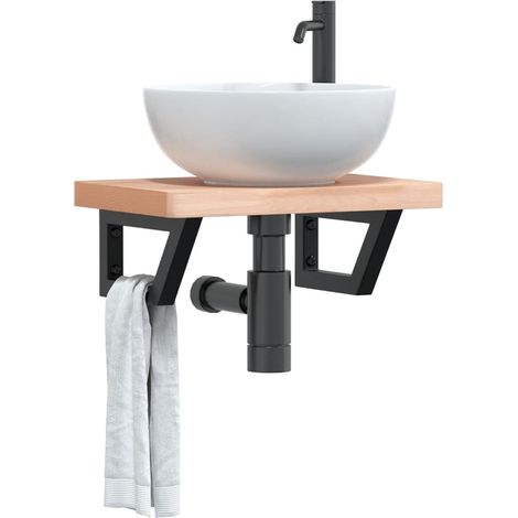 Shelf Brackets for Washbasin 2 pcs Black Trapezium Steel vidaXL