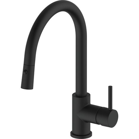 Küchenarmatur MIX/35D - druckfeste Armatur ausziehbar mit langlebigem Keramikscheiben, schwarz matt (1/5)