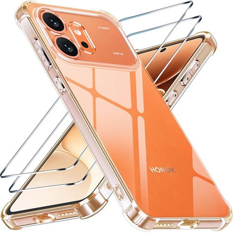 Funda para Honor 600 5G con 2 protectores de pantalla de vidrio templado, 【Protección de cámara】 Funda ultradelgada de grado militar, a prueba de golpes y arañazos para Honor 600 - Transparente (1/5)