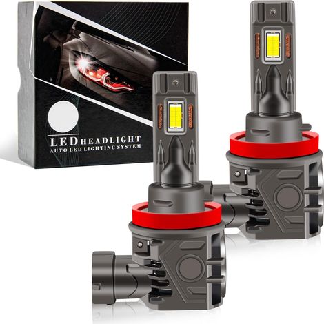 H11 LED Bulbs, 10000LM 60W 6500K Xenon White Bulbs H11 H9 H8 LED, All-in-One H11 Car Headlights, H11 Halogen Replacement, Plug and Play Wireless Conversion Kit, 2PCS (1/5)