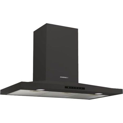 Rosieres – Hotte décorative murale 900mm – Extraction 609,3 m³/h – Classe B – Niveau sonore 69 dB – Filtre à charbon – Design noir moderne - RHP970001LPN1 (1/6)
