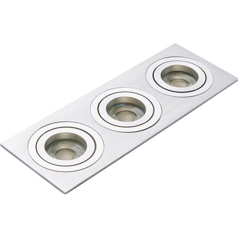 Litecraft Evra Recessed Downlight Rectangular Tiltable Triple Spotlight - Silver
