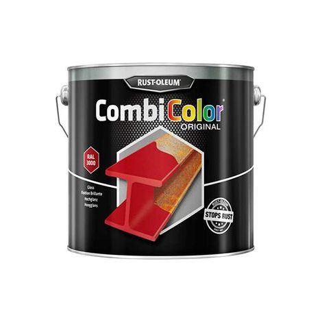 Rust-Oleum COMBICOLOR Original RAL3000 - Feuerrot 2,5L, Einschicht-System für Metallschutz