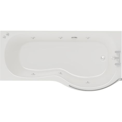 Wholesale Domestic Plage 1700mm 6 Jet Chrome V-Tec Right Hand P Shaped Whirlpool Shower Bath with Bath Screen and Front Bath Panel (1/5)