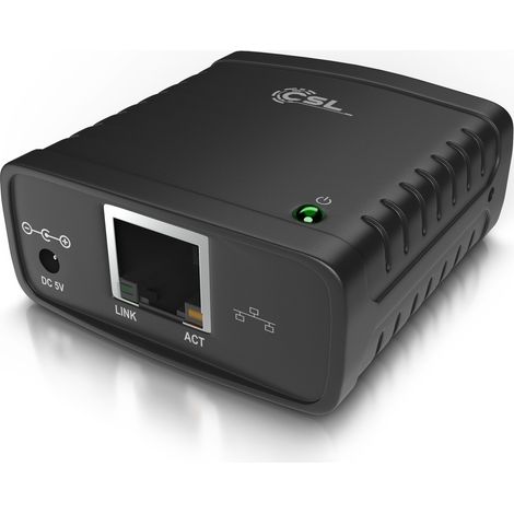 CSL Fast Ethernet USB Printserver inklusive Netzteil PC und MAC / Windows 10 fähig (1/5)