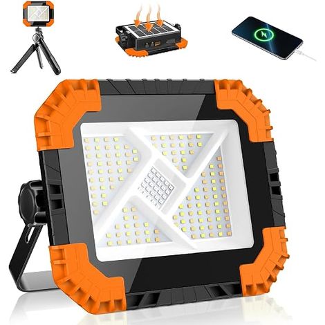 Solar Rechargeable Work Light USB-C Battery 20000mAh Power Bank 2 Brightness 3 Light Temperatures SOS Mode IP66 Portable LED Projector for Camping, Workshop, Emergency (1/5)