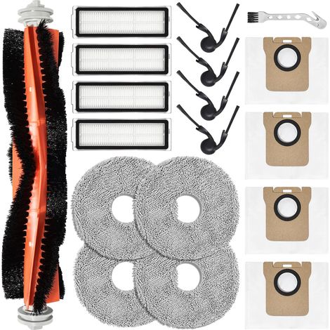 Ricambi per Xiaomi Robot Vacuum 5/5 Pro Aspirapolvere,1 spazzola principale,4 stracci per lavaggio,4 filtri di ricambio,4 sacchetti per polvere,4 spazzole laterali,1 spazzola per pulizia (1/5)