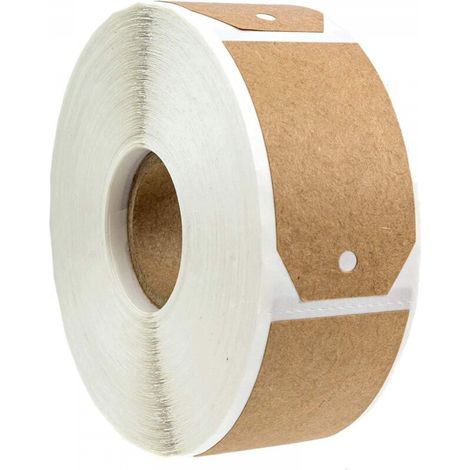 1 paquets d'étiquettes cadeaux en papier kraft brun naturel/300 étiquettes par rouleau (1/5)