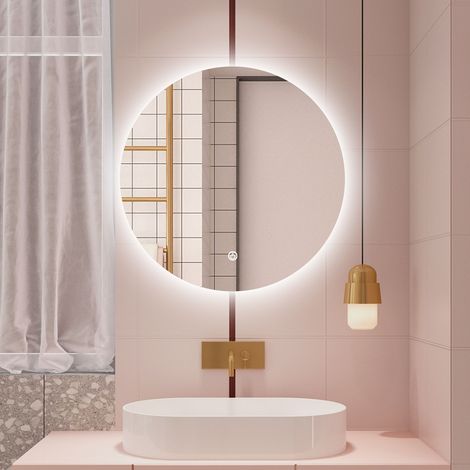Aica 60x60cm Specchio da bagno a LED, Disappannamento, Funzione Memoria, Estetica Elegante (1/5)