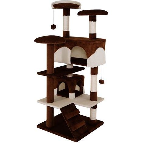 lionto Kratzbaum Kletterbaum Katzenkratzbaum Katzenbaum Höhe 130 cm braun/beige (1/5)