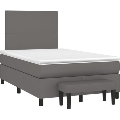 Boxspringbett mit Matratze Grau 120x190 cm Kunstleder