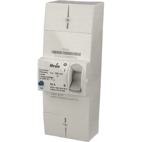 Itron – Disjoncteur unipolaire sélectif 60A – Courbe C – Pour installation monophasée – Protection contre surcharge et court-circuit