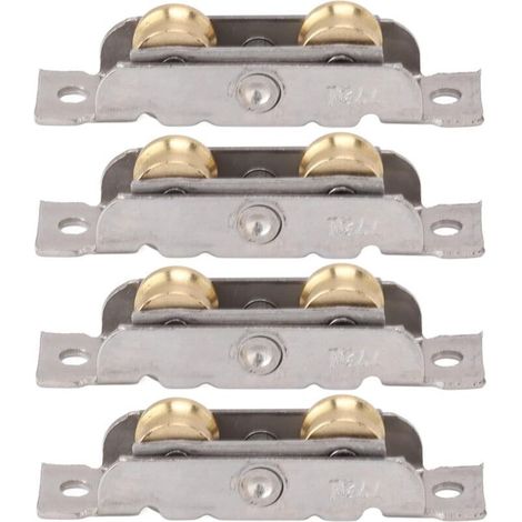 4 Pièces Ensemble de Rouleau de Porte Coulissante de Patio Porte Fenêtre Rail Accessoire Roue Rouleau Verre Cuivre Vis à Roulement à Billes Poulie Roue de Porte Coulissante pour (1/4)