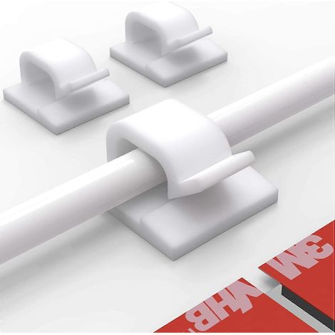 Lot de 60 attaches-câbles avec ruban adhésif puissant, support de câble, organisateur, gestion des câbles pour voiture, bureau et maison (Blanc - CC04(60PCS))-AquaForge (1/4)