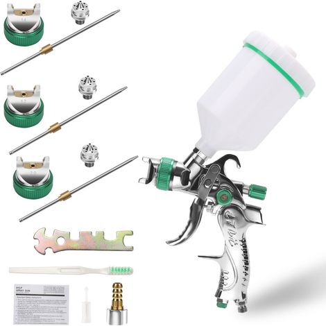 SWANEW 2x Pistola a spruzzo HVLP 1.4MM/1.7MM/2.0MM 3 dimensioni ugelli con tazza liquido 600 ml Pistola a spruzzo (1/5)