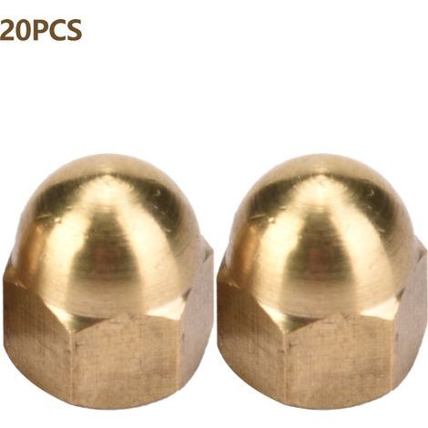 Brass Acorn Nut Kit Dome Head Cap Hex Nuts Set Vehicle Fasteners (M6, 20pcs)