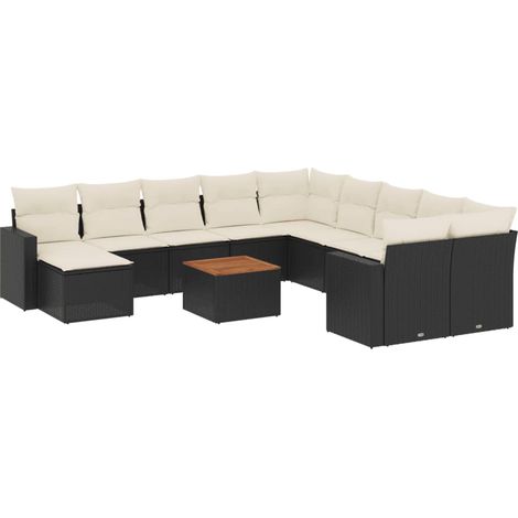 Maison Exclusive - 12-tlg. Garten-Sofagarnitur mit Kissen Schwarz