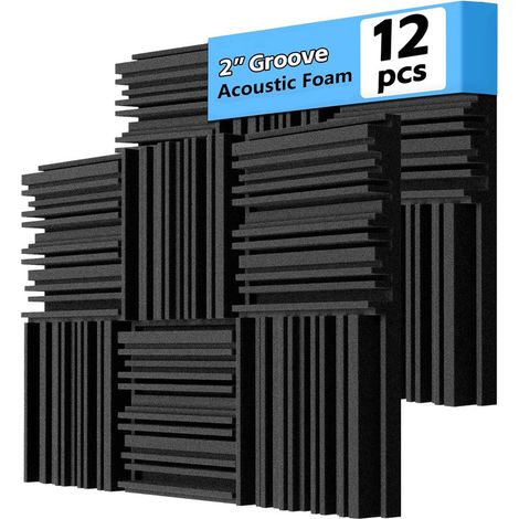 12er Pack Akustikpaneele 30 × 30 × 5 cm – Breitband-Absorptionsschaum mit Rillenstruktur, dekorative 3D-Wandpaneele für Studio und Schallschutz (1/5)