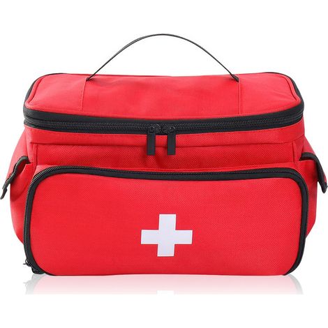 Trousse de premiers secours vide, Trousse de rangement pour kits de premiers secours, Sac médical pour la maison, Trousse d'urgence portable et légère avec poignée pour médecin de famille (1/5)