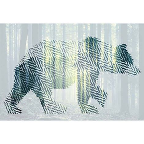 Papier peint panoramique animaux pour salon Tapisserie panoramique nature motif ours Papier peint panoramique forêt design (1/3)