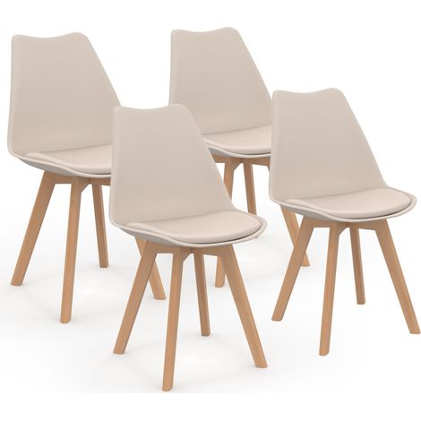Set di 4 sedie da pranzo scandinave SARA beige (1/5)