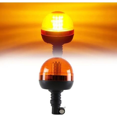 40 LED Phare Rotatif Ambre Pour Machines Agricoles, Chariots Élévateurs, Tracteurs, Camions, Voitures, Éclairage de Tracteur, Alimentation 12-24V (1/4)