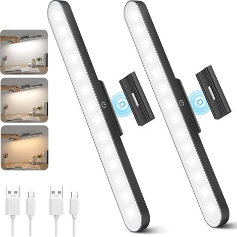 Reglette LED Cuisine Sans Fil 2PCK, Lumiere Rechargeable USB, Lumière Magnétique, 3000K/4500K/6000K Diminuable, Lampe de Bureau à Luminosité Réglable Éclairage à LED étude de Cuisine Veilleuse (1/5)