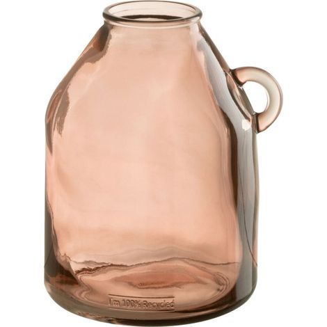 Vase Anse en Verre "Bouteille" 25cm Rose (1/3)
