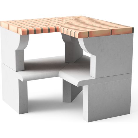 MOVELAR - Module d’angle Maipu Plus XL pour Barbecue en Béton Préfabriqué (Gris, orange - 95 x 58 x 58 cm) - Usage Extérieur