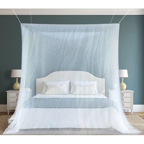 Moustiquaire à baldaquin grand format pour lit double - Protection anti-insectes avec kit de suspension complet et sac de transport inclus - Filet de lit performant (1/5)